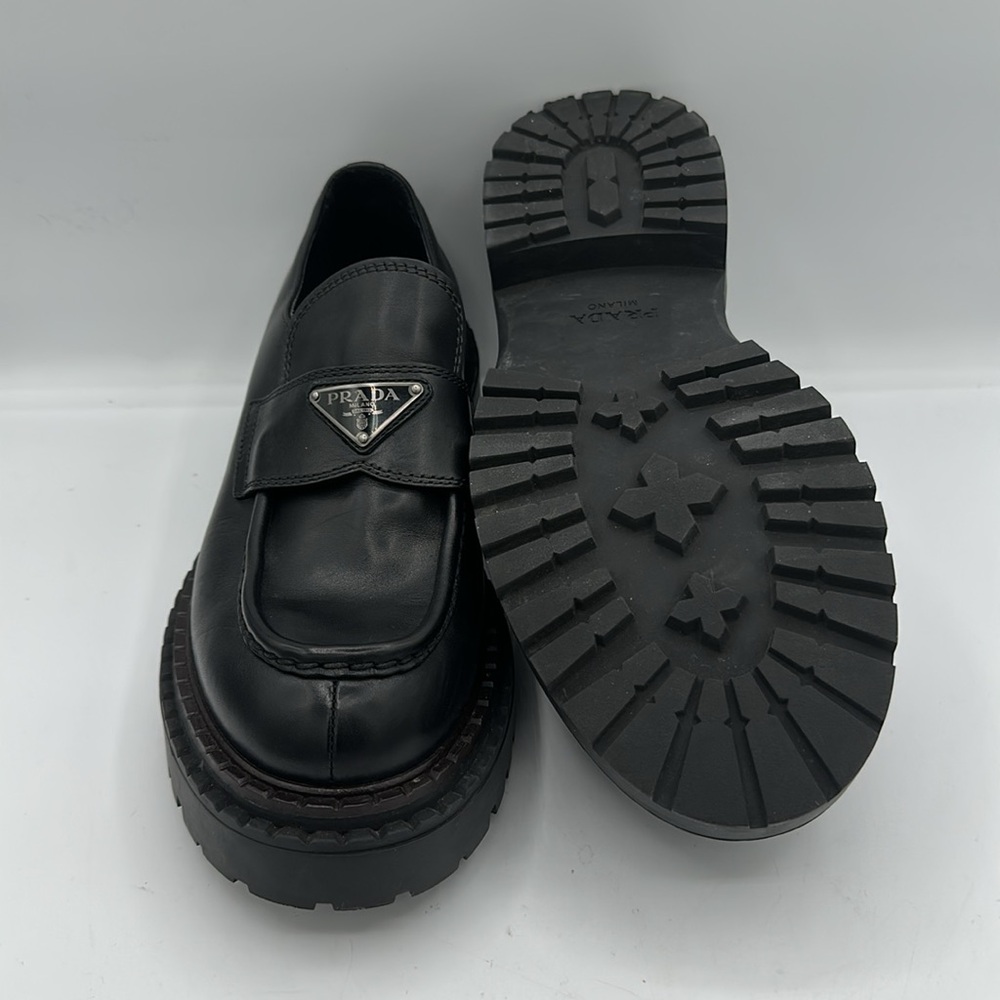 Prada Monolith Brushed Leather Loafers Black Men’s Size 7 UK / 8 US - Picture 8 of 13